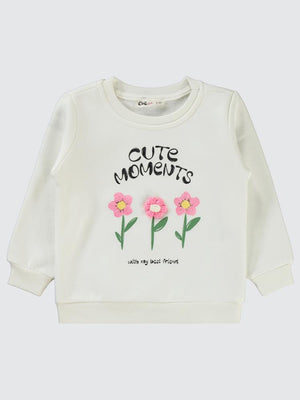 Civil Girls Moment Baskılı 2-5 Yaş Sweatshirt - Ekru