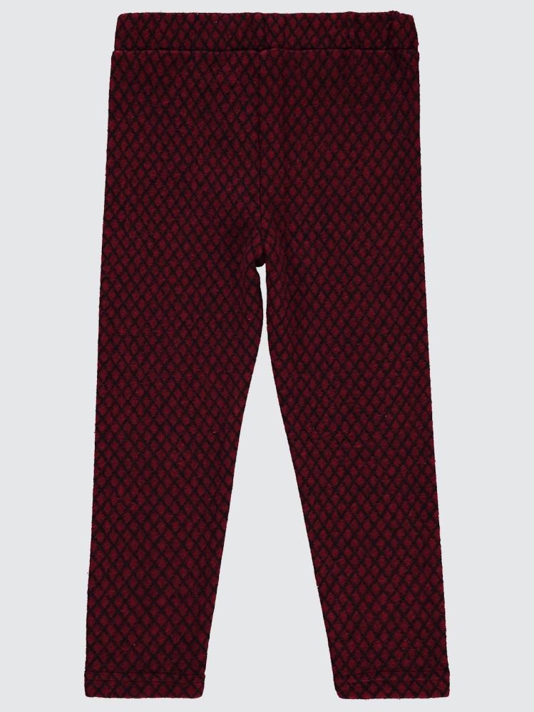 Civil Girls Baklava Desen Çima Dikişli 6-9 Yaş Tayt - Bordo