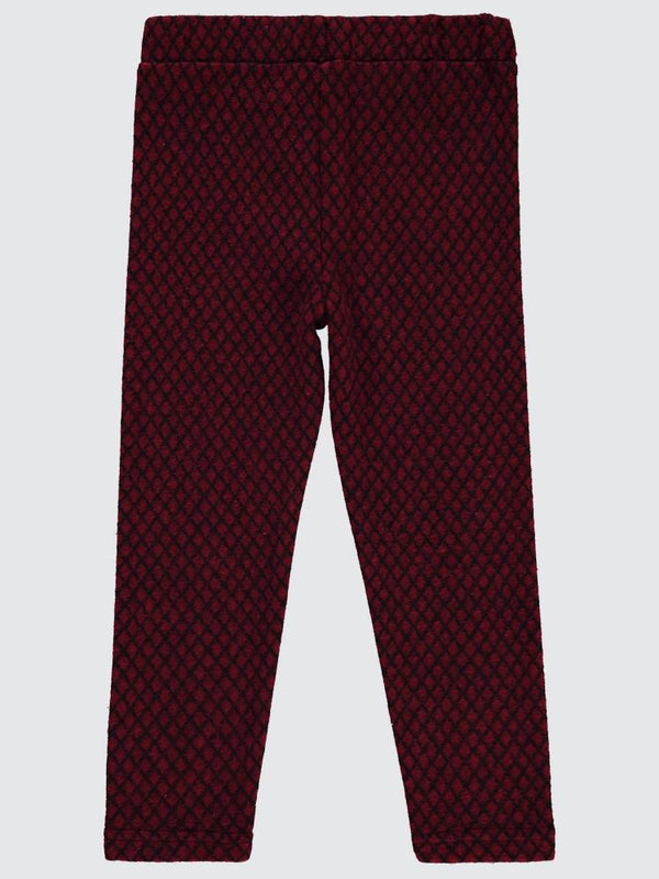 Civil Girls Baklava Desen Çima Dikişli 10-13 Yaş Tayt - Bordo