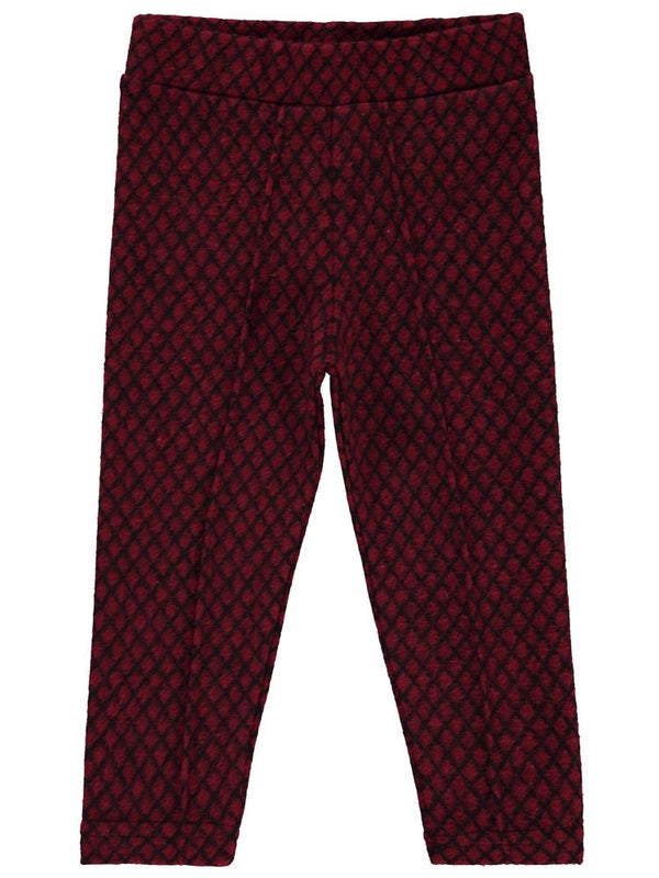 Civil Girls Baklava Desen Çima Dikişli 2-5 Yaş Tayt - Bordo