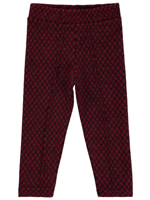 Civil Girls Baklava Desen Çima Dikişli 2-5 Yaş Tayt - Bordo