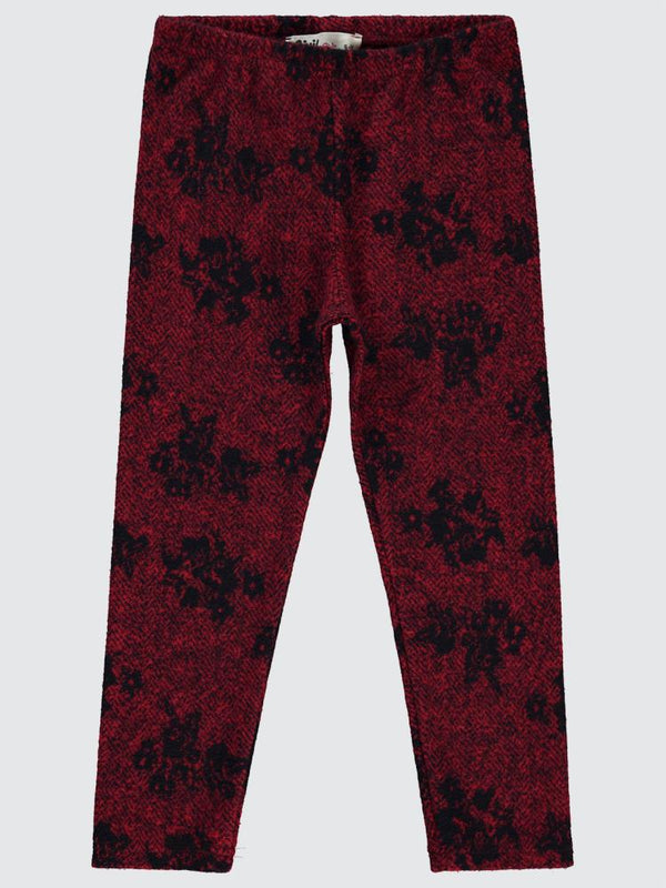 Civil Girls Çiçek Desenli 6-9 Yaş Tayt - Kırmızı