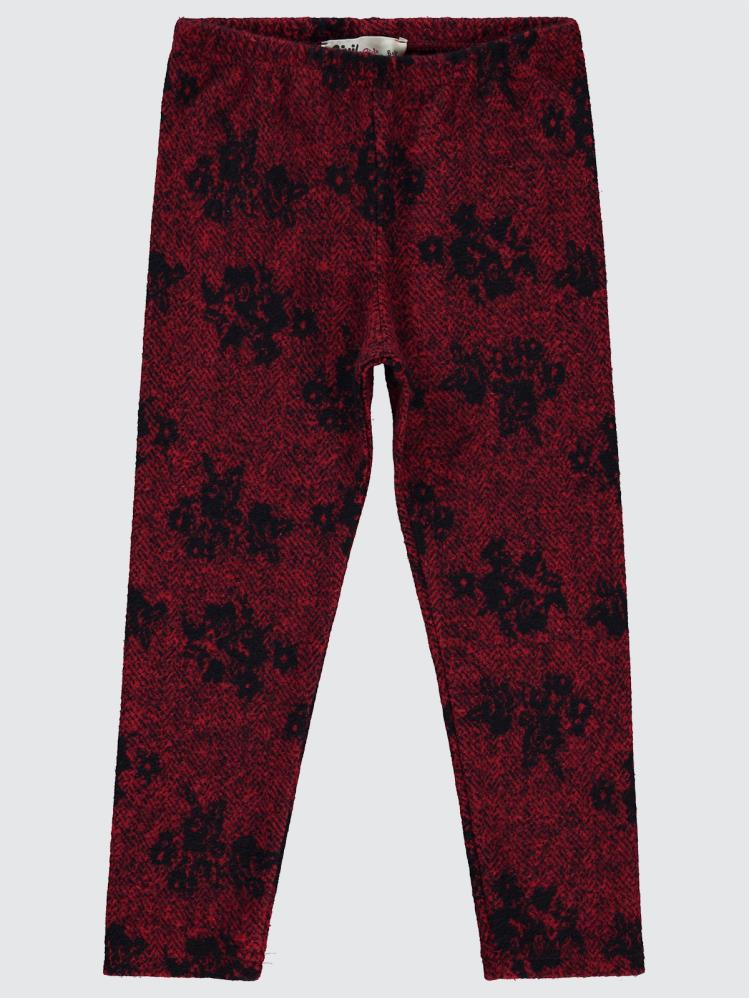 Civil Girls Çiçek Desenli 6-9 Yaş Tayt - Kırmızı