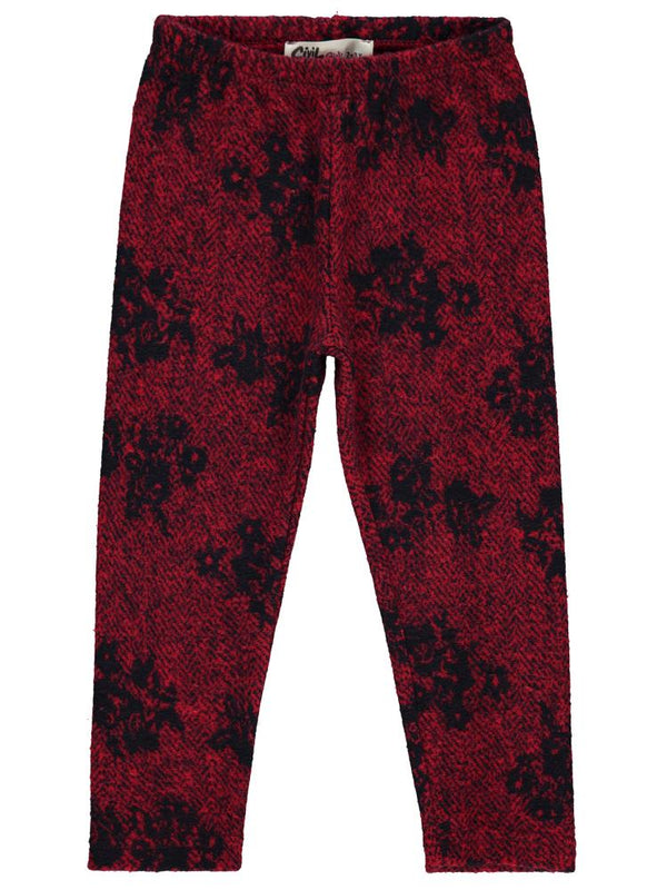 Civil Girls Çiçek Desenli 2-5 Yaş Tayt - Kırmızı