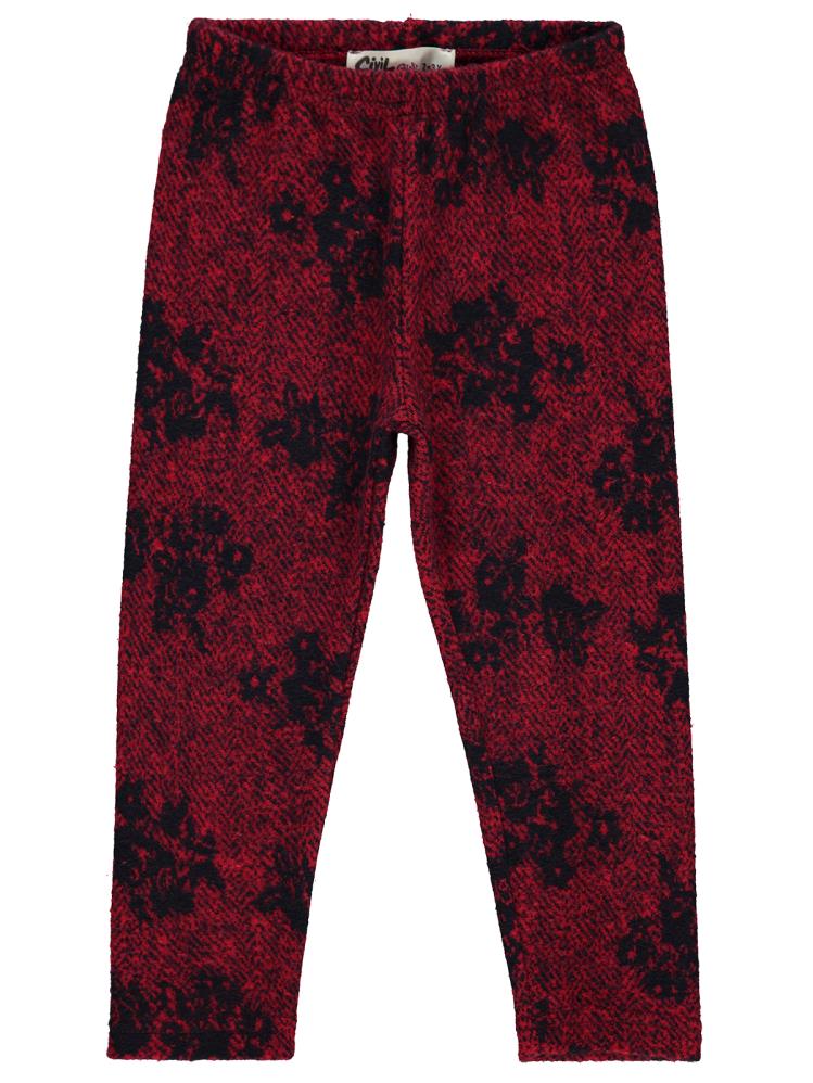 Civil Girls Çiçek Desenli 2-5 Yaş Tayt - Kırmızı