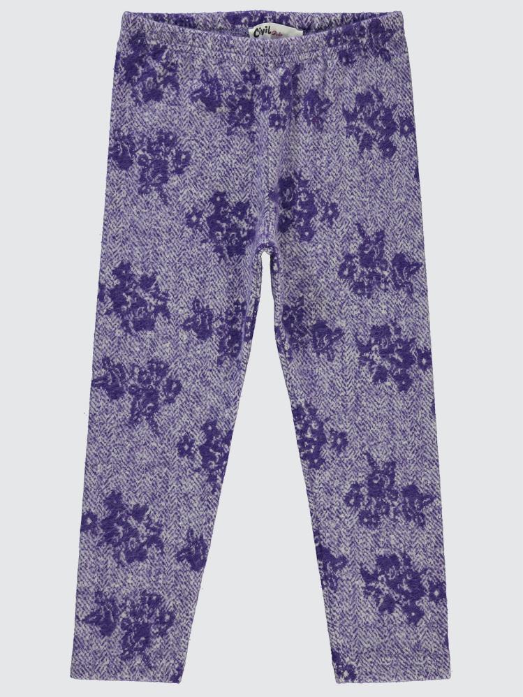 Civil Girls Çiçek Desenli 6-9 Yaş Tayt - Lila
