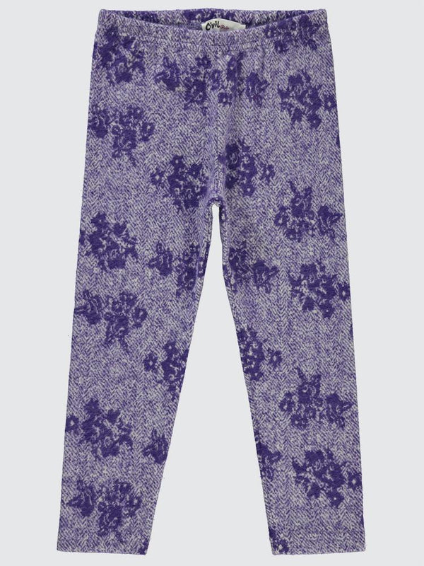 Civil Girls Çiçek Desenli 6-9 Yaş Tayt - Lila