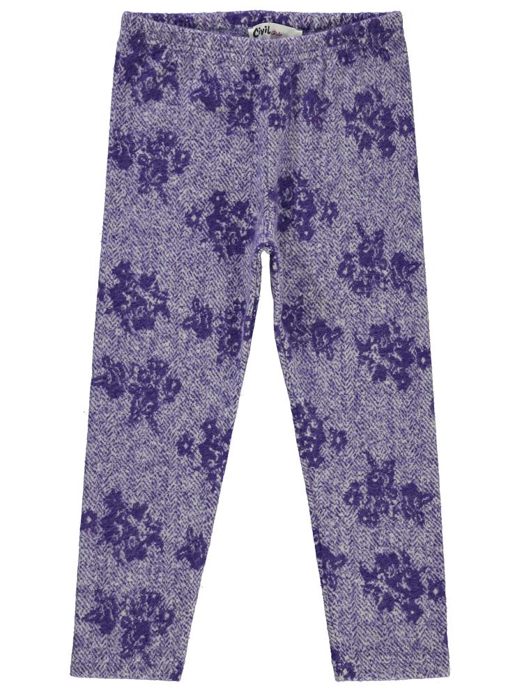 Civil Girls Çiçek Desenli 6-9 Yaş Tayt - Lila