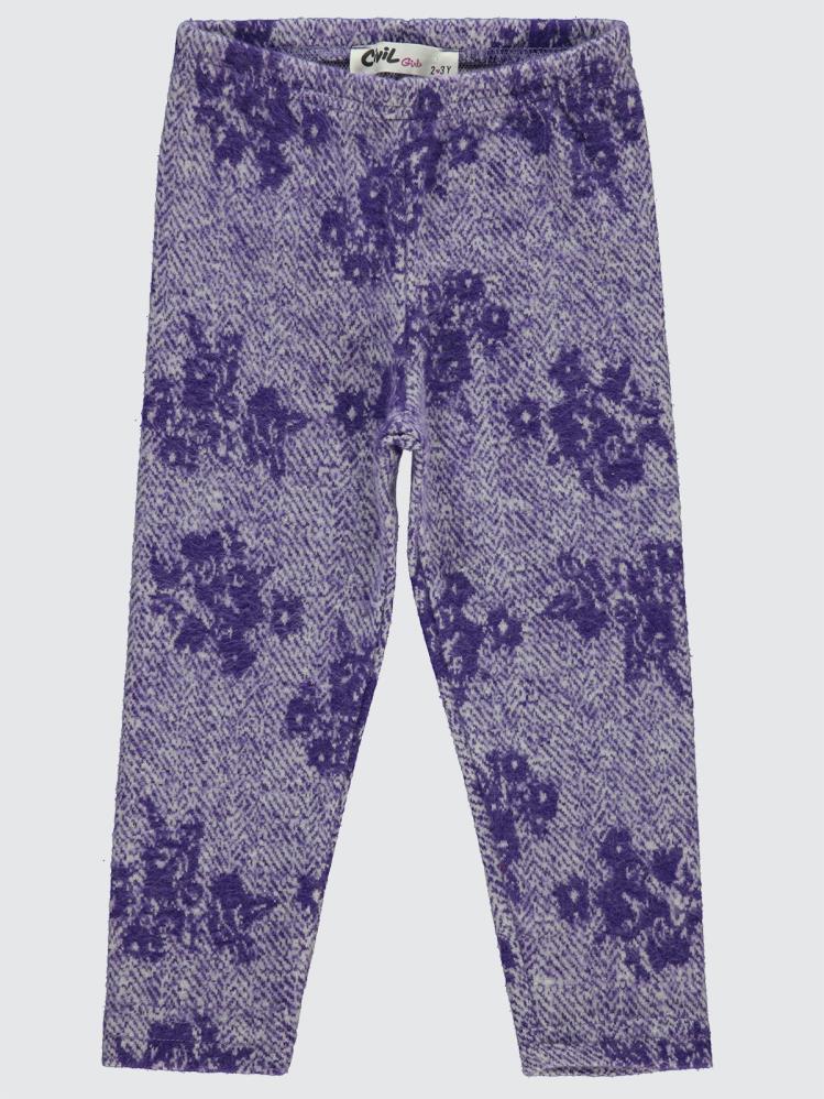 Civil Girls Çiçek Desenli 2-5 Yaş Tayt - Lila
