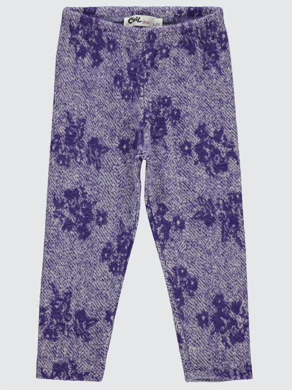 Civil Girls Çiçek Desenli 2-5 Yaş Tayt - Lila