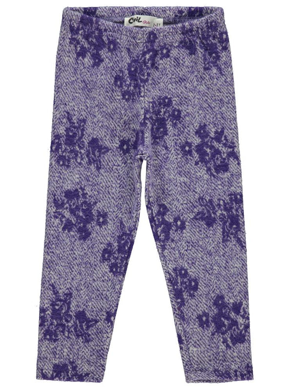 Civil Girls Çiçek Desenli 2-5 Yaş Tayt - Lila