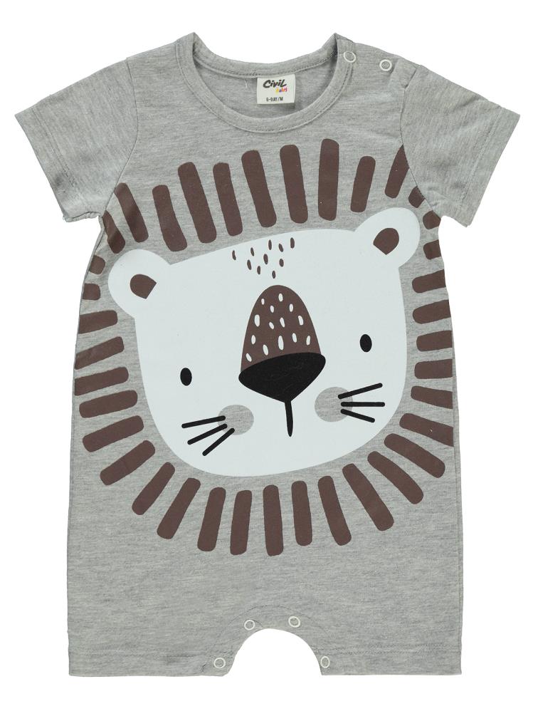 Civil Baby Aslan Baskılı 6-18 Ay Tulum - Gri