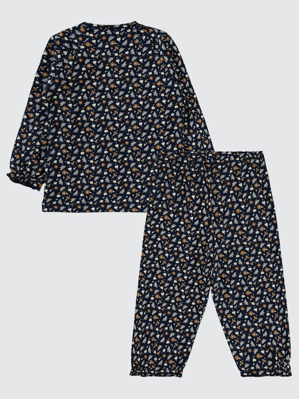 Civil Baby Kalp ve Yaprak Desenli 6-18 Ay Takım - Lacivert
