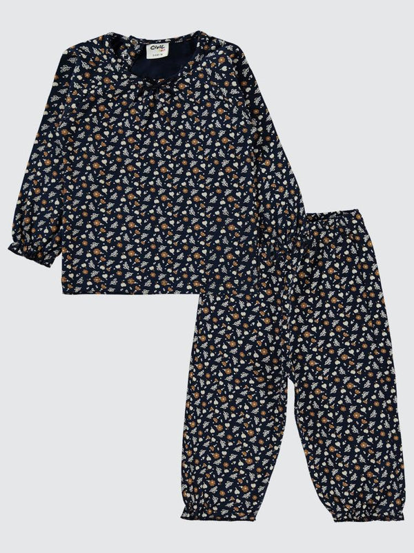 Civil Baby Kalp ve Yaprak Desenli 6-18 Ay Takım - Lacivert