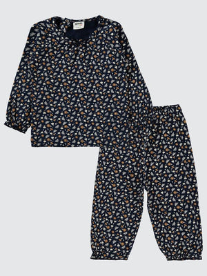 Civil Baby Kalp ve Yaprak Desenli 6-18 Ay Takım - Lacivert