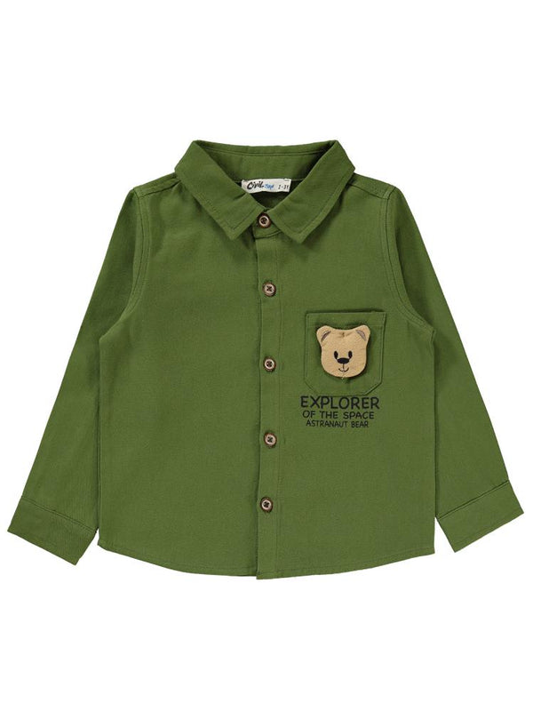 Civil Boys Explorer Ayıcık Cepli 2-5 Yaş Gömlek - Haki