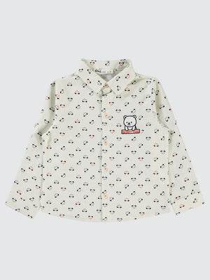 Civil Boys Ayıcık Cep Nakışlı 2-5 Yaş Gömlek - Bej