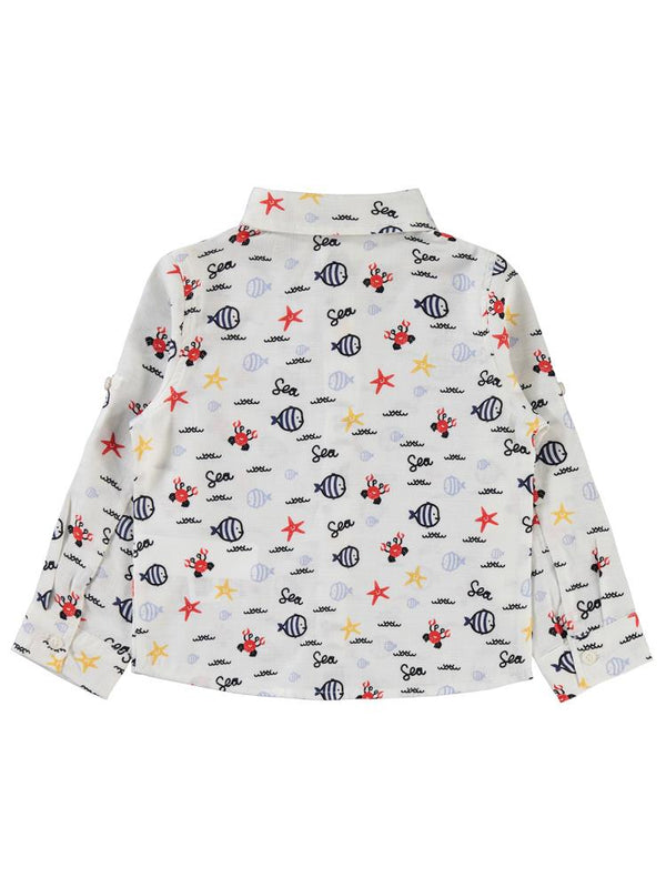 Civil Boys Su Altı Hayvanları Baskılı 2-5 Yaş Gömlek - Beyaz
