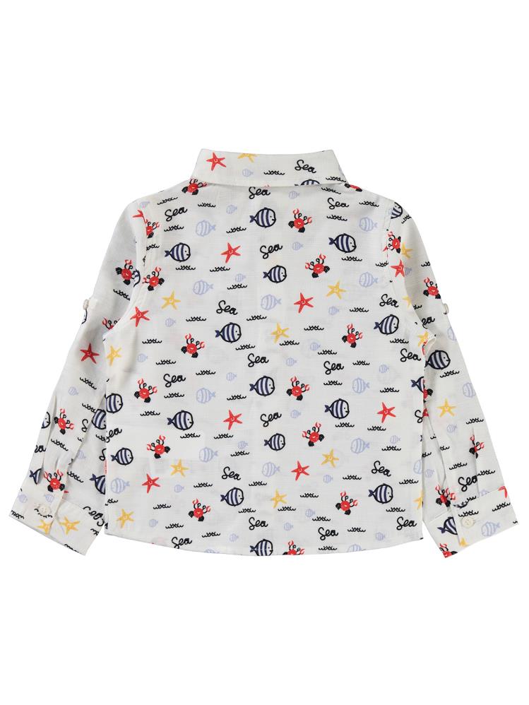 Civil Boys Su Altı Hayvanları Baskılı 2-5 Yaş Gömlek - Beyaz