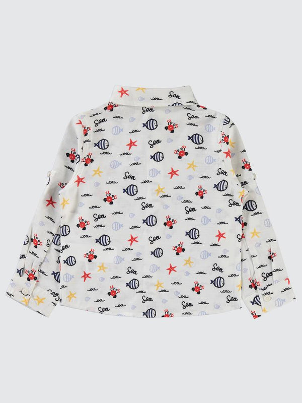 Civil Boys Su Altı Hayvanları Baskılı 2-5 Yaş Gömlek - Beyaz