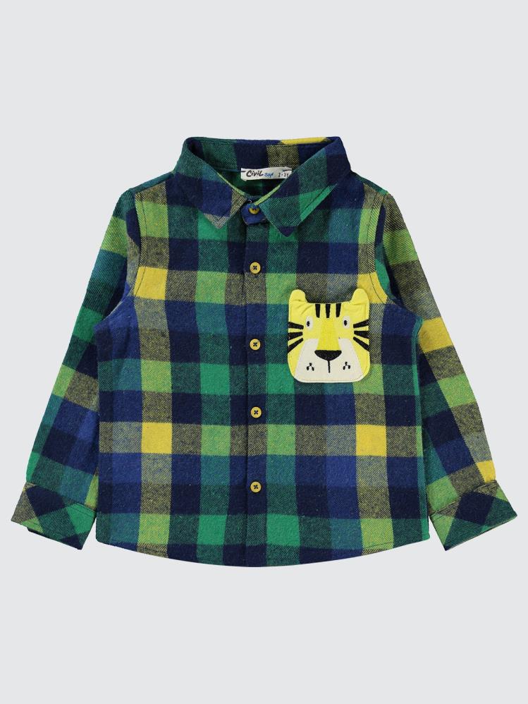 Civil Boys Ekoseli Kaplan Cepli 2-5 Yaş Gömlek - Yeşil