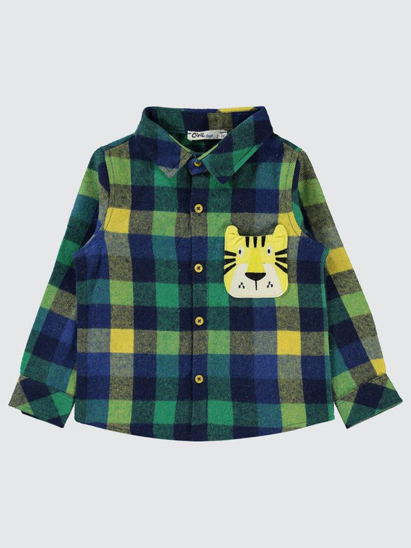 Civil Boys Ekoseli Kaplan Cepli 2-5 Yaş Gömlek - Yeşil