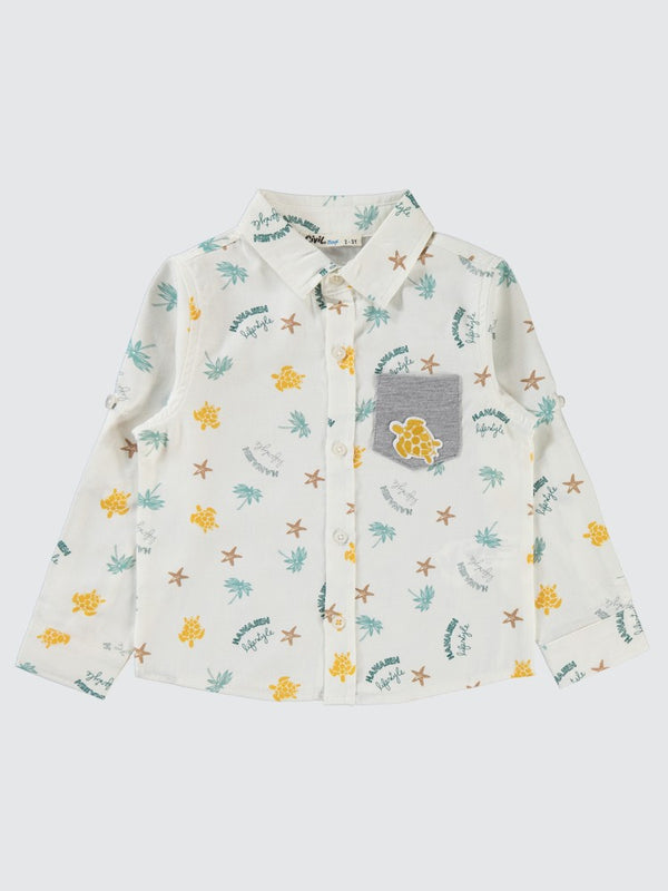 Civil Boys Su Kaplumbağası Baskılı 2-5 Yaş Gömlek - Yeşil