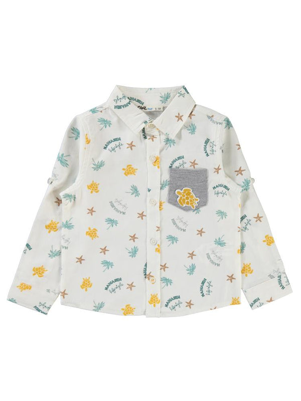 Civil Boys Su Kaplumbağası Baskılı 2-5 Yaş Gömlek - Yeşil