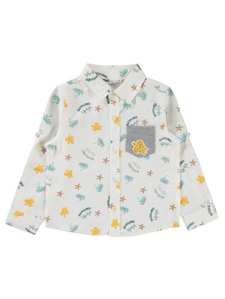 Civil Boys Su Kaplumbağası Baskılı 2-5 Yaş Gömlek - Yeşil