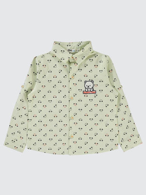 Civil Boys Ayıcık Cep Nakışlı 2-5 Yaş Gömlek - Yeşil