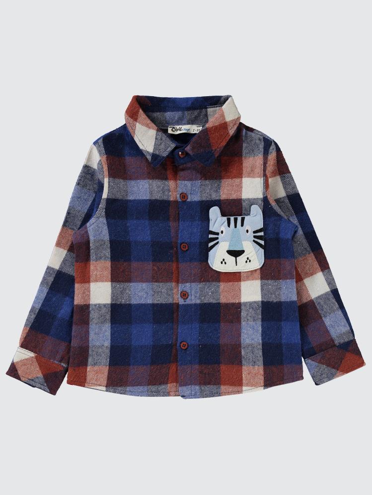 Civil Boys Ekoseli Kaplan Cepli 2-5 Yaş Gömlek - Mavi