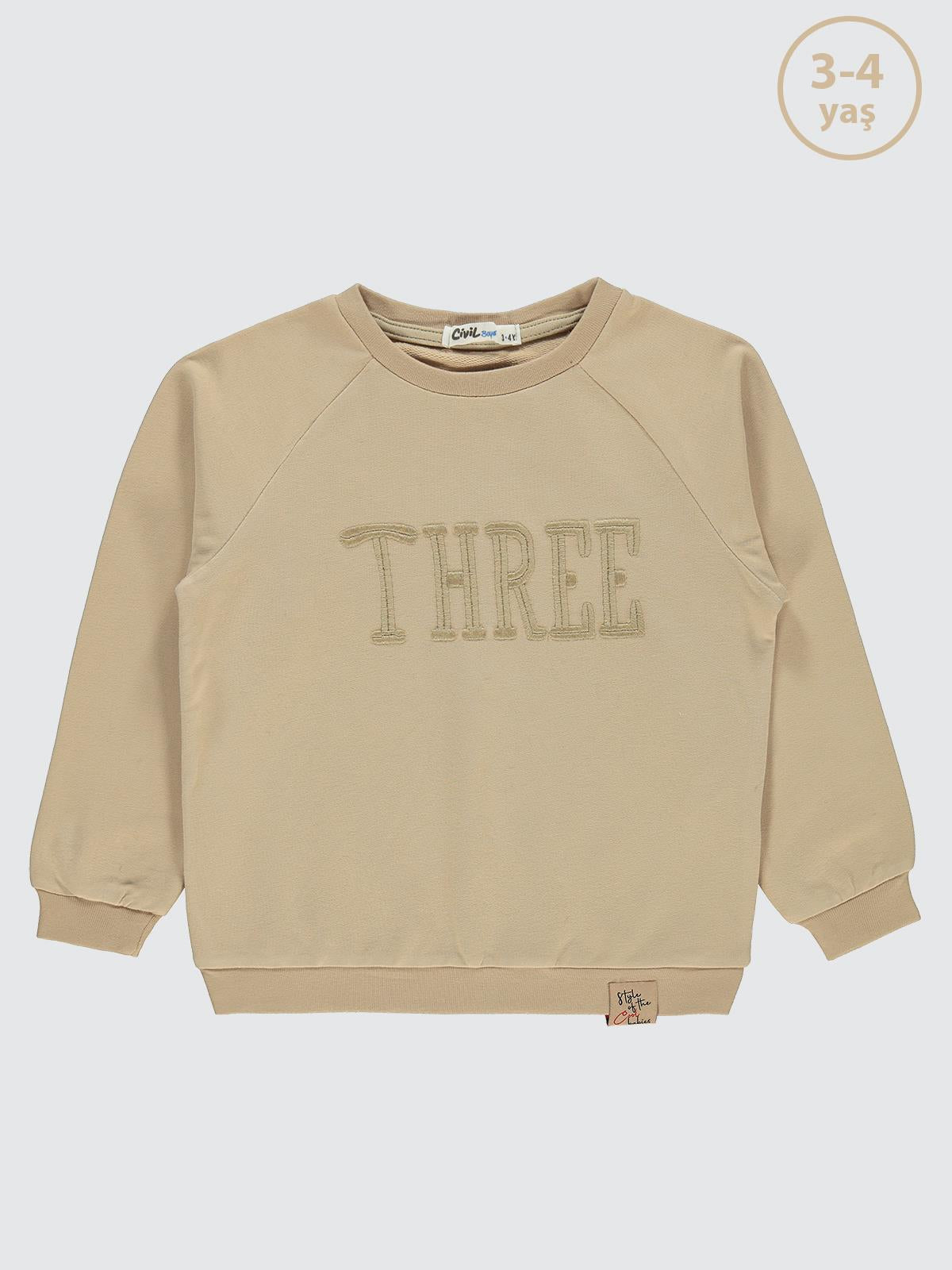 Civil Boys Two Nakışlı 2-5 Yaş Sweatshirt - Bej