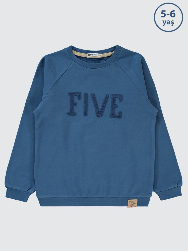Civil Boys Two Nakışlı 2-5 Yaş Sweatshirt - Mavi