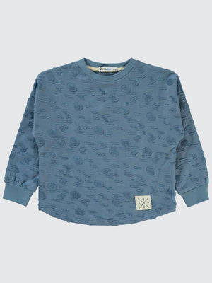 Civil Boys Ay Desenli 2-5 Yaş Sweatshirt - Mavi