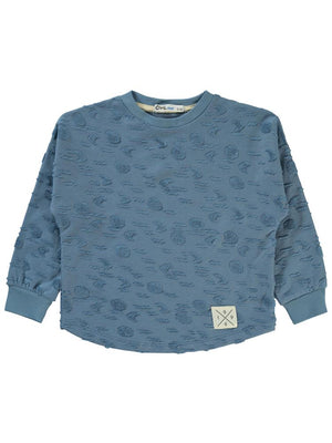 Civil Boys Ay Desenli 2-5 Yaş Sweatshirt - Mavi