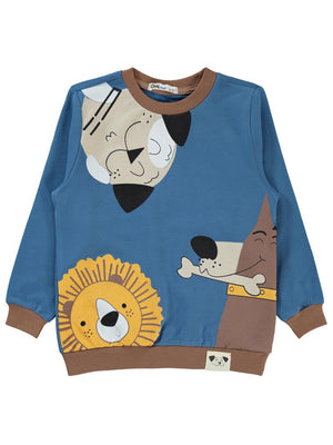 Civil Boys Cool Dog Baskılı 2-5 Yaş Sweatshirt - Mavi