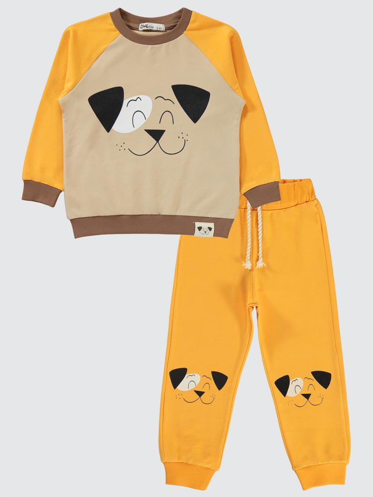 Civil Boys Cool Dog Baskılı 2-5 Yaş Eşofman Takımı - Sarı