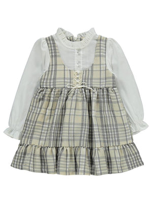 Civil Girls Yakası Fırfırlı 2-5 Yaş Elbise - Bej