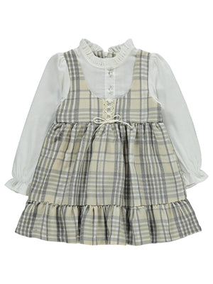 Civil Girls Yakası Fırfırlı 2-5 Yaş Elbise - Bej