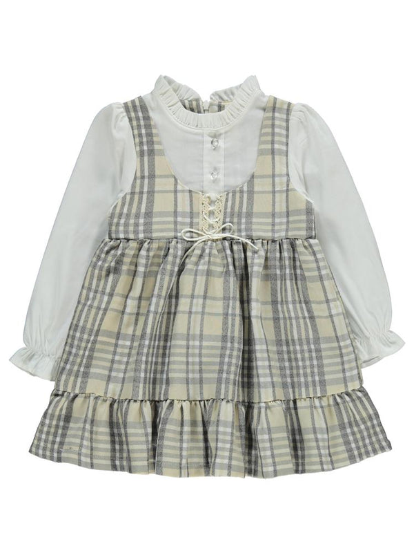 Civil Girls Yakası Fırfırlı 2-5 Yaş Elbise - Bej