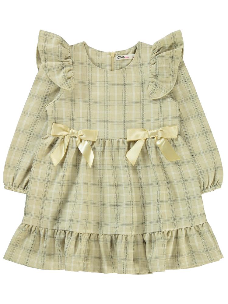 Civil Girls Fiyonuklu 2-5 Yaş Elbise - Bej