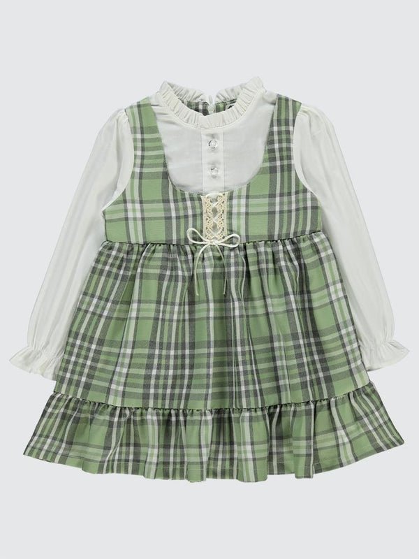 Civil Girls Yakası Fırfırlı 2-5 Yaş Elbise - Yeşil