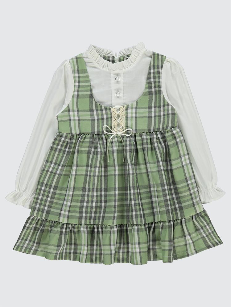 Civil Girls Yakası Fırfırlı 2-5 Yaş Elbise - Yeşil