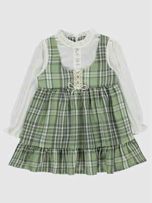 Civil Girls Yakası Fırfırlı 2-5 Yaş Elbise - Yeşil