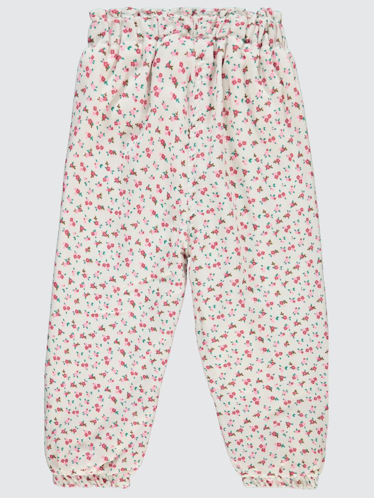 Civil Girls Çıtı Çiçek Desen 2-5 Yaş Pantolon - Ekru