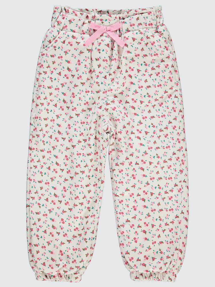 Civil Girls Çıtı Çiçek Desen 2-5 Yaş Pantolon - Ekru