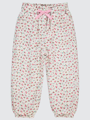 Civil Girls Çıtı Çiçek Desen 2-5 Yaş Pantolon - Ekru