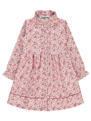 Civil Girls Çıtı Çiçek Desen 6-9 Yaş Elbise - Pudra