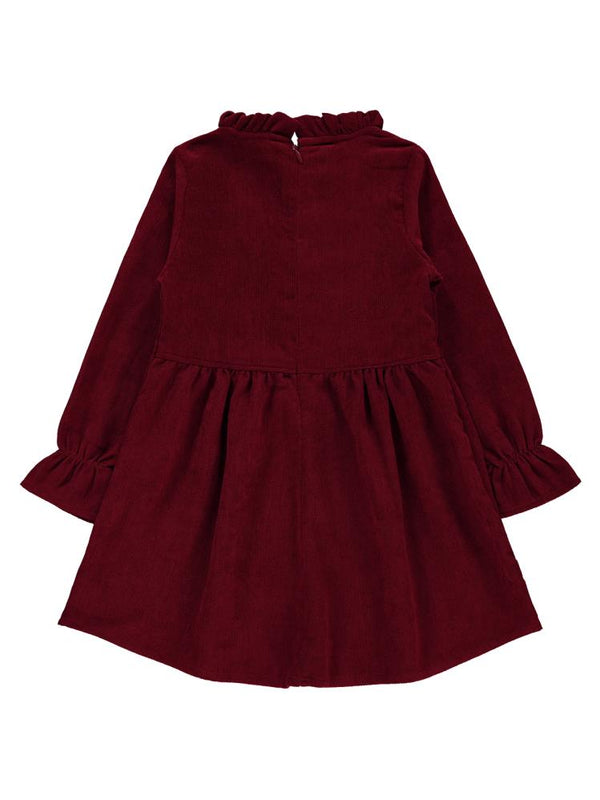 Civil Girls Yaka Fırfırlı 2-5 Yaş Elbise - Bordo