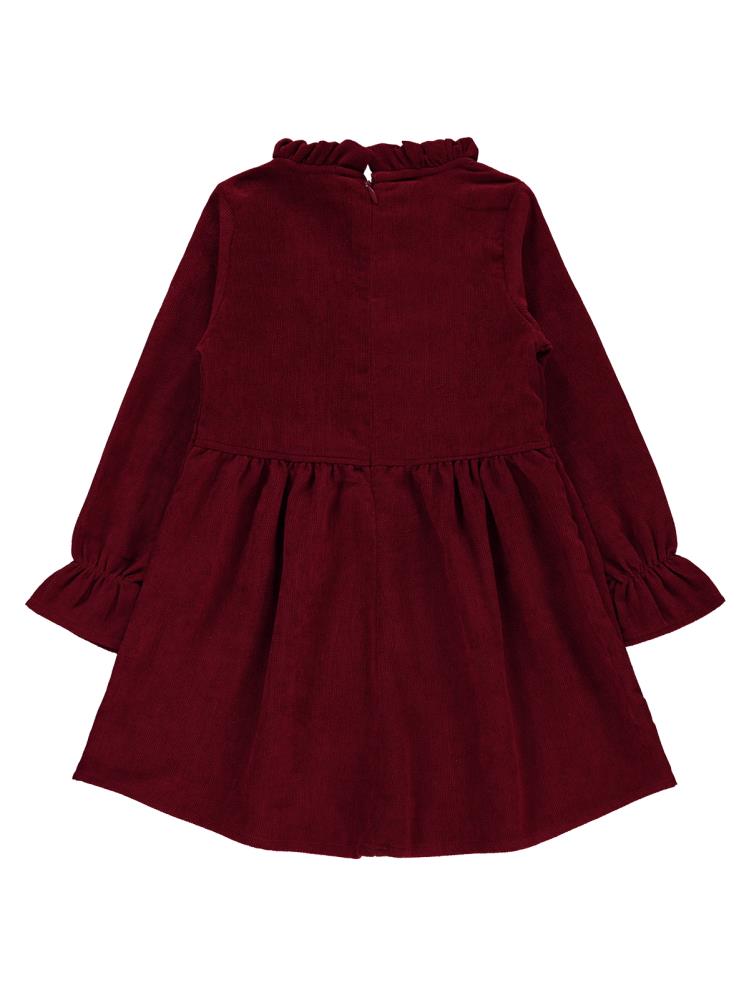 Civil Girls Yaka Fırfırlı 2-5 Yaş Elbise - Bordo
